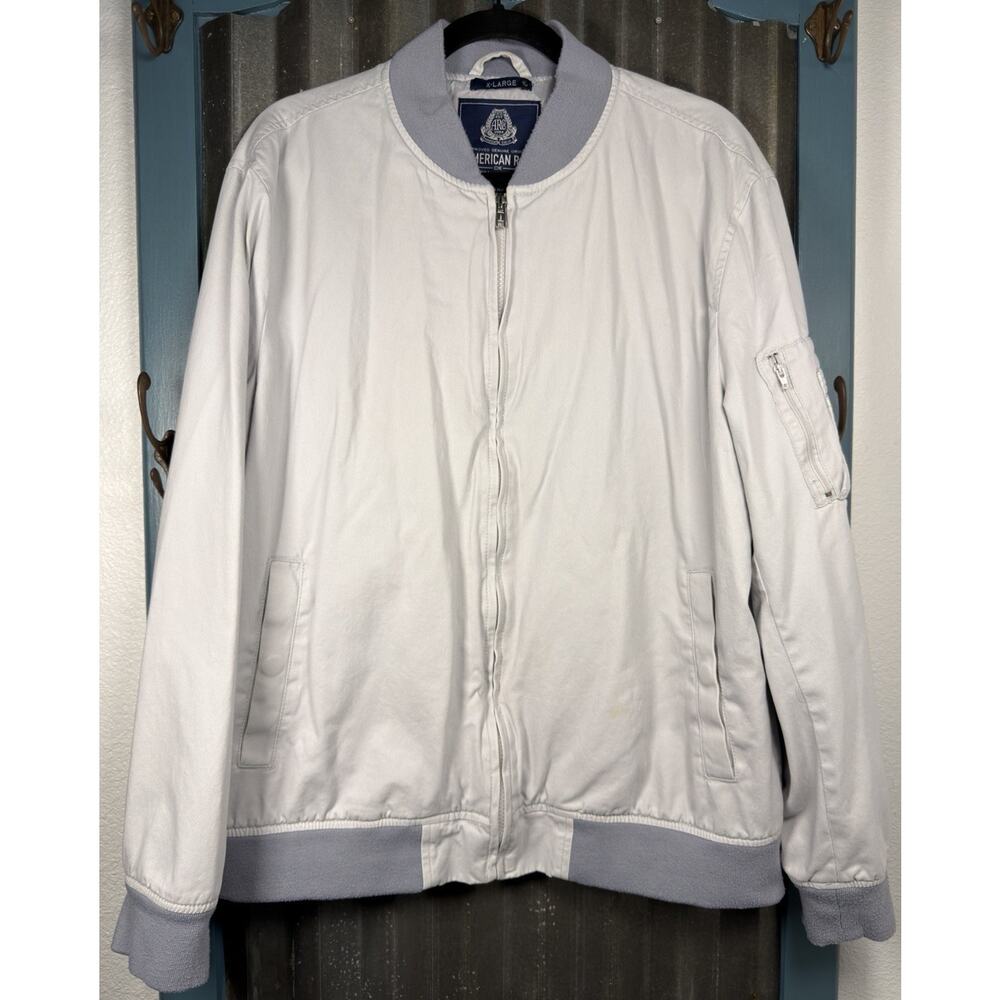 American Rag Men’s Lightweight Bomber Jacket Gray Full Zip Pockets Size XL
